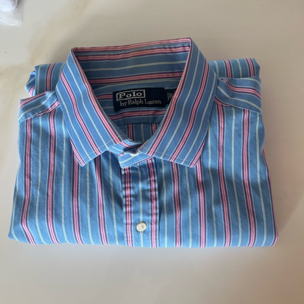 Polo Ralph Lauren Blue and Pink Striped Men's Shirt